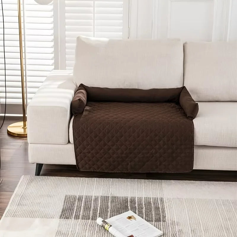 Washable Waterproof Check Bolster Pet Sofa Bed – Dog Supplies