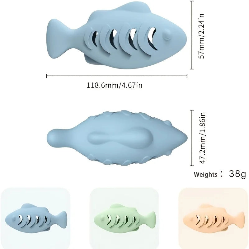 Silicone Leak‑Treat Fish Cat Toy Dental - MyPetDollar.com
