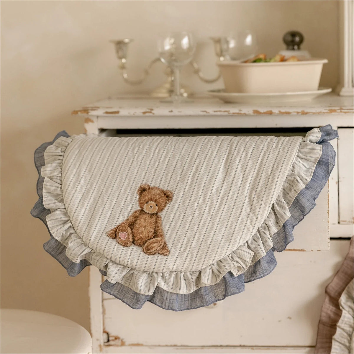 Soft Pet Autumn and Winter Striped Round Pad Dog Nest