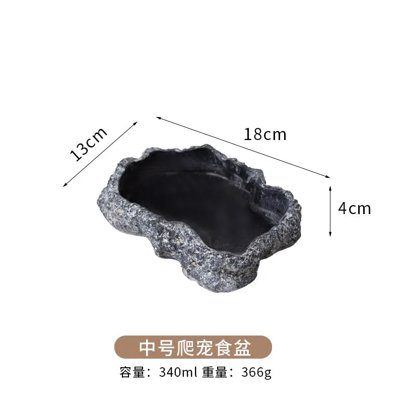 Natural Rock Reptile Water Dish & Food Bowl – 6 Colors