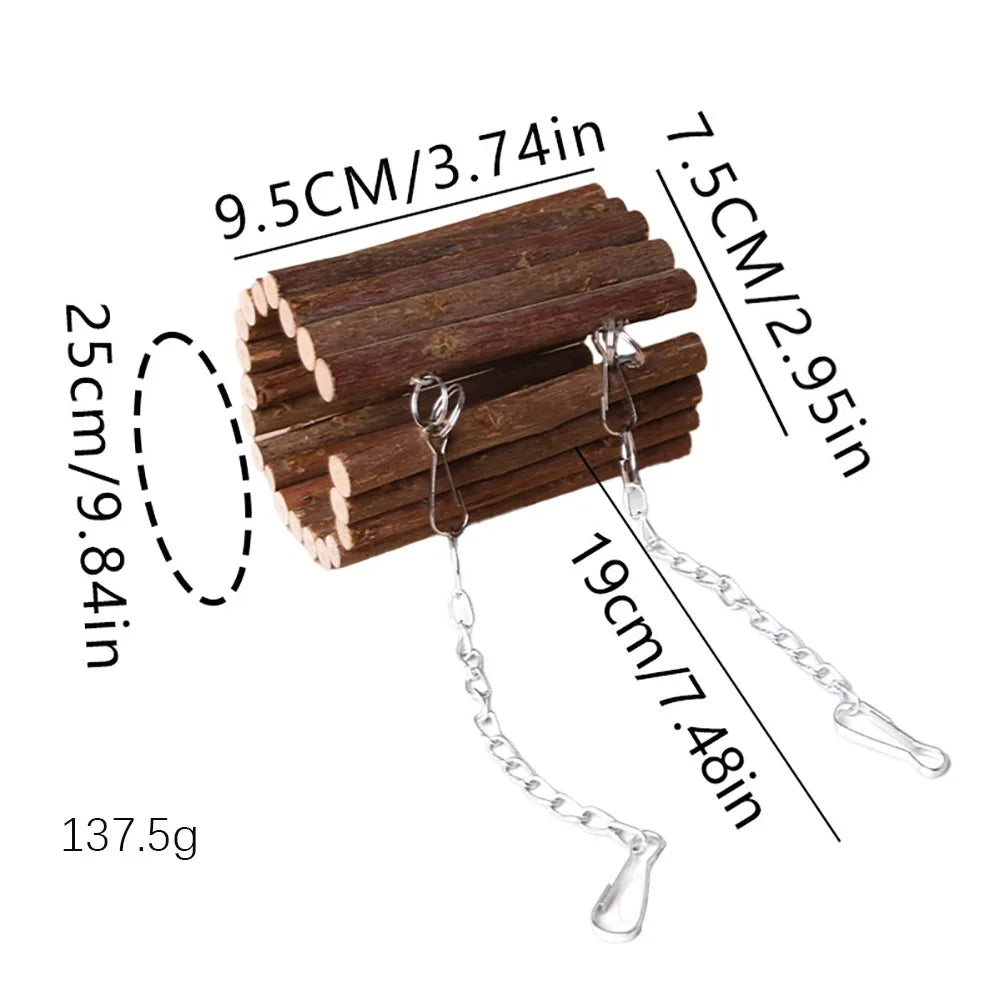 Wooden Hamster Tunnel Chew Toy Pet Climb Explore Small Animal – 2 Colors