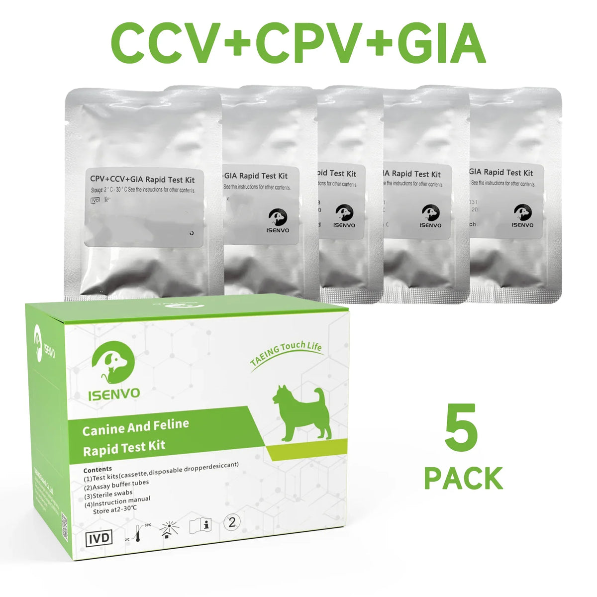 5Pcs Canine CPV+CCV+GIA Ag Combined 3-in-1 - MyPetDollar.com