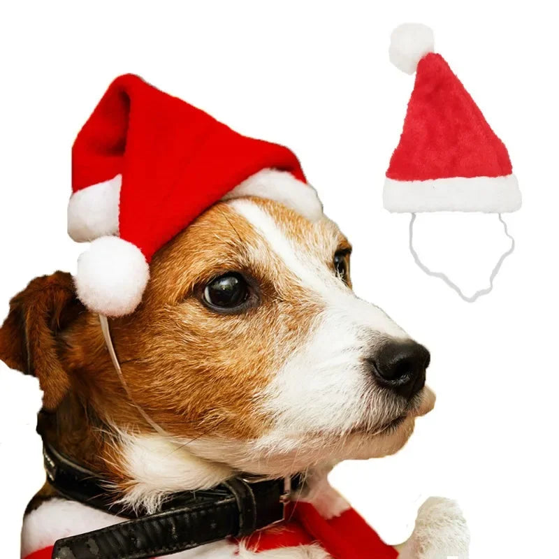 Christmas Pet Santa Hat Red Plush Soft - MyPetDollar.com