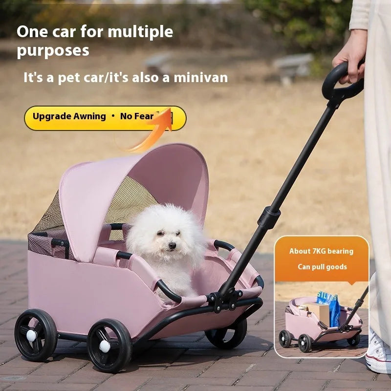 carrinho pet Luxury 4-Wheel Foldable Dog Cat - MyPetDollar.com