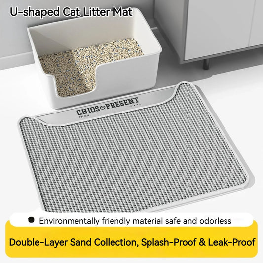 U-Shaped Cat Litter Mat Anti-Scatter Litter - MyPetDollar.com
