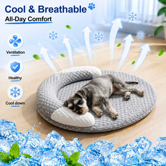 Summer Cooling Dog Bed Ice Silk Cat Mat Oval - MyPetDollar.com