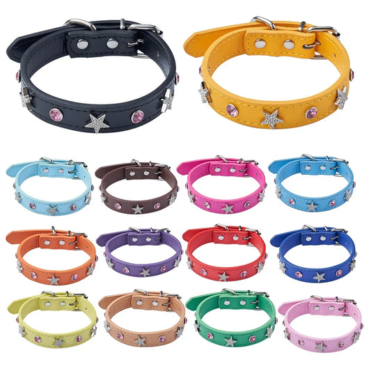 Pink Rhinestone Leather Dog Cat Collar - MyPetDollar.com