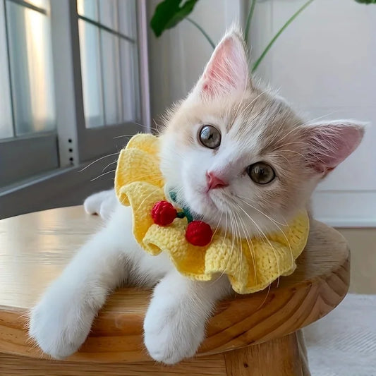 Strawberry Plaid Pet Bib, Soft Polyester Bow - MyPetDollar.com