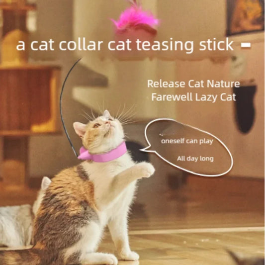 Feather Bell Cat Plaything Neck Collar for Self Entertainment Pet (12 colors)