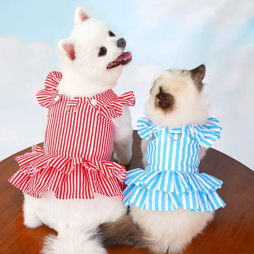 1Pcs Princess Style Dog Clothes Striped Cat - MyPetDollar.com