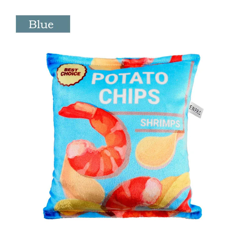 Funny Dog Toys Crisps Plush Filled Pets Squeaky Chew – 4 Colors