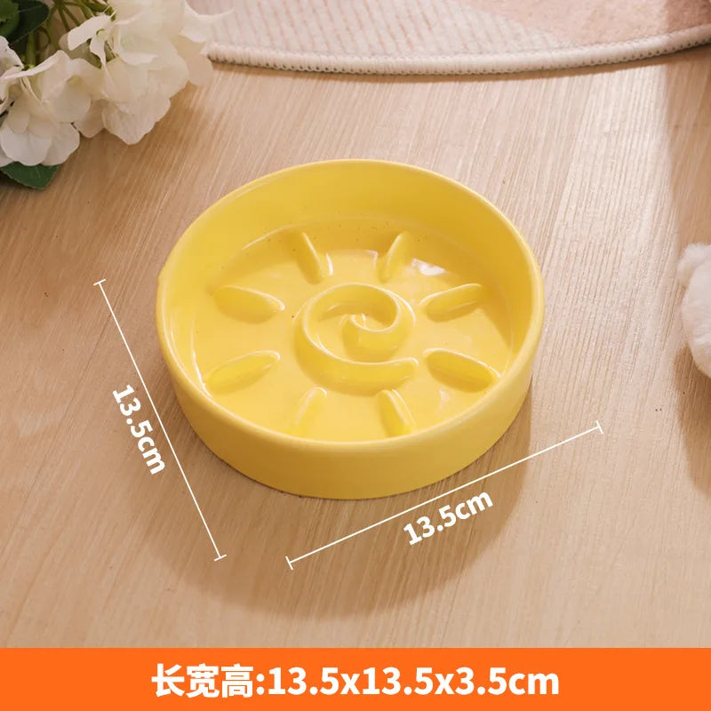 Pet Slow Food Dish,cat Bowl Prevent Tipping Over the Cats