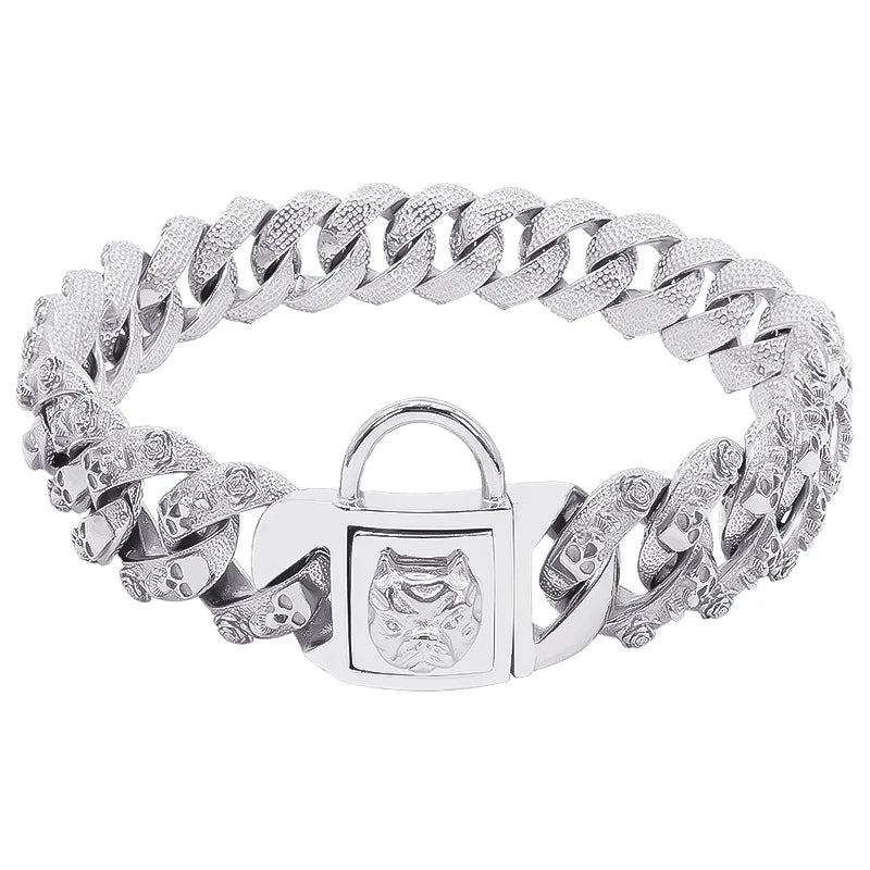 Metal Collar for Large Dog Gold Silver Pet - MyPetDollar.com