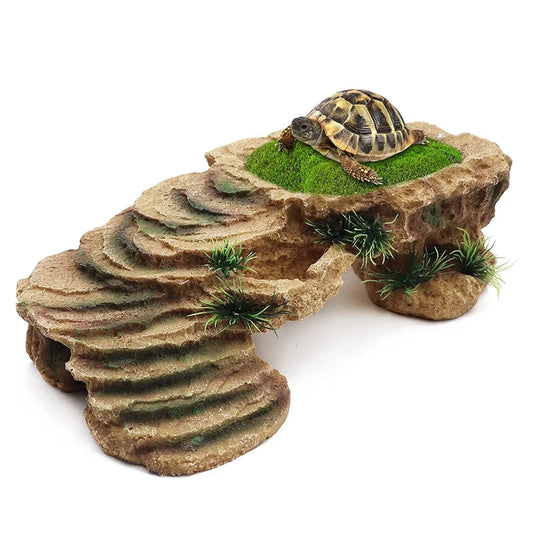 Turtle Basking Platform Tortoise Resin Dock Resting Rock (2 colors)