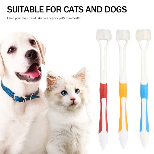 3 Sided Soft Dog Teeth Brush Head Toothbrush - MyPetDollar.com
