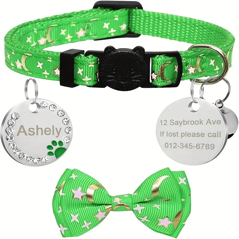 Personalized Cat Collar Pendant ID Engraving Name Tag