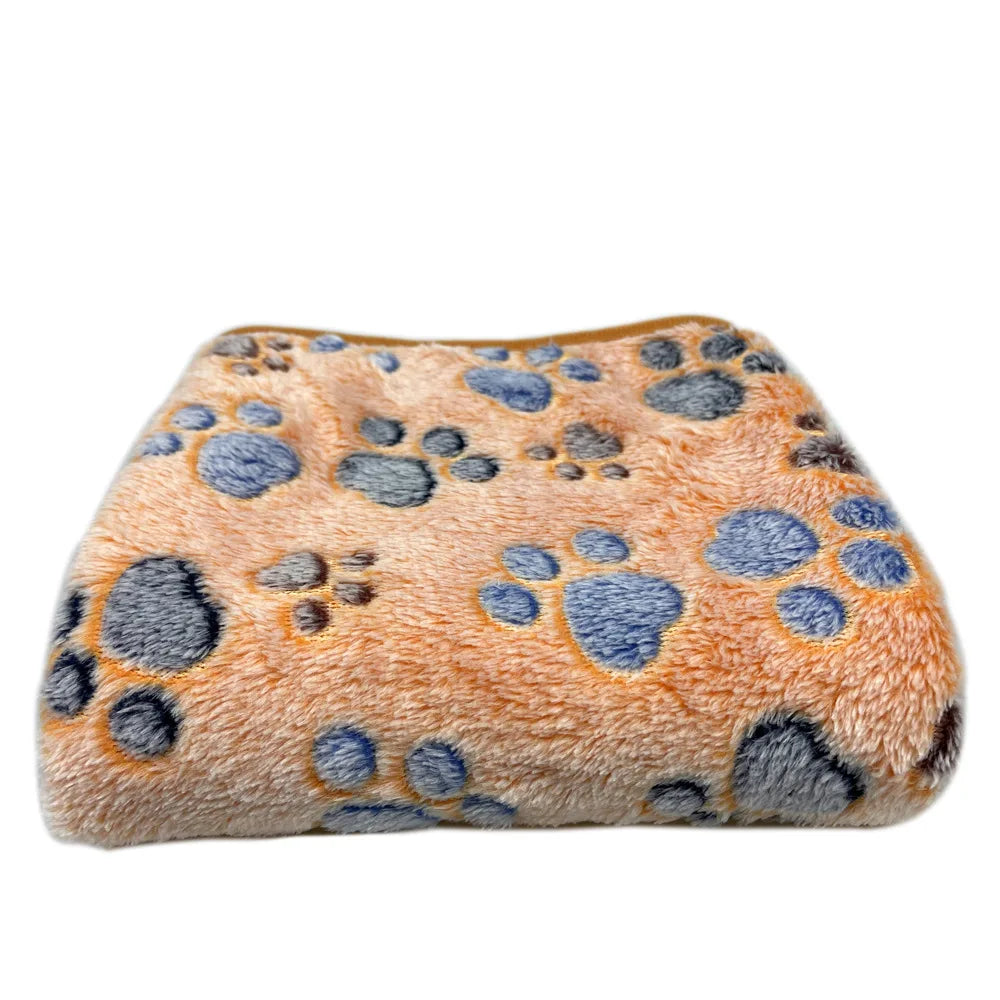Coral Fleece Pet Blanket Warm Paw Print Dog - MyPetDollar.com
