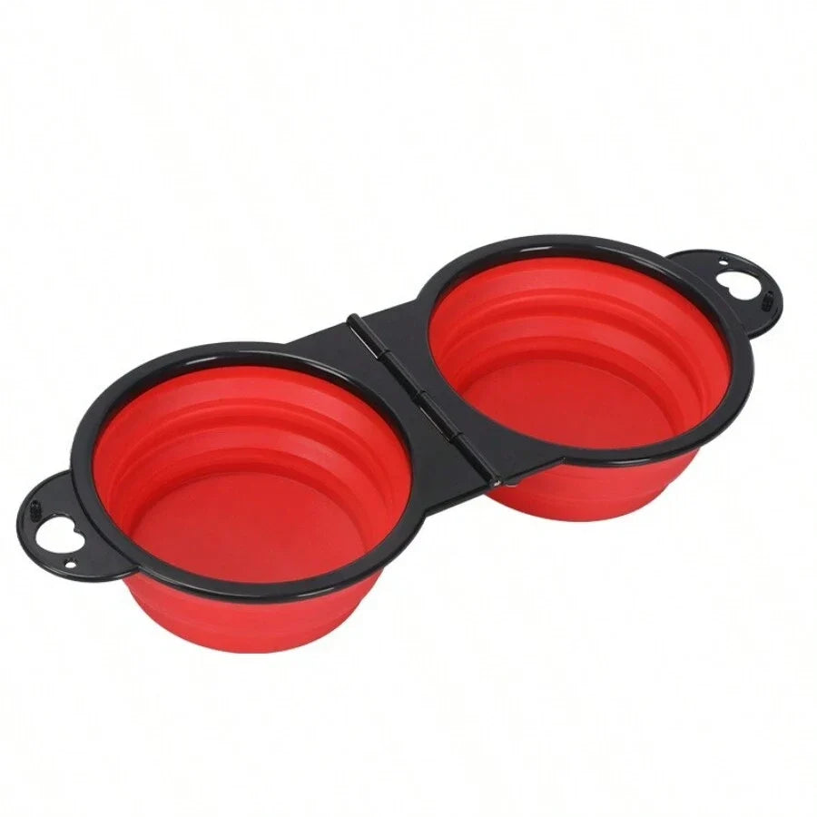1-piece 2-in-1 Foldable Dual Bowl Feeding - MyPetDollar.com