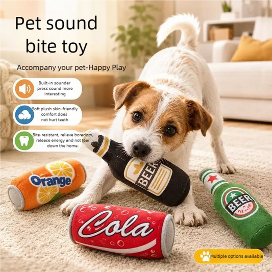 Realistic Beer Bottle Shaped Squeaking Dog - MyPetDollar.com