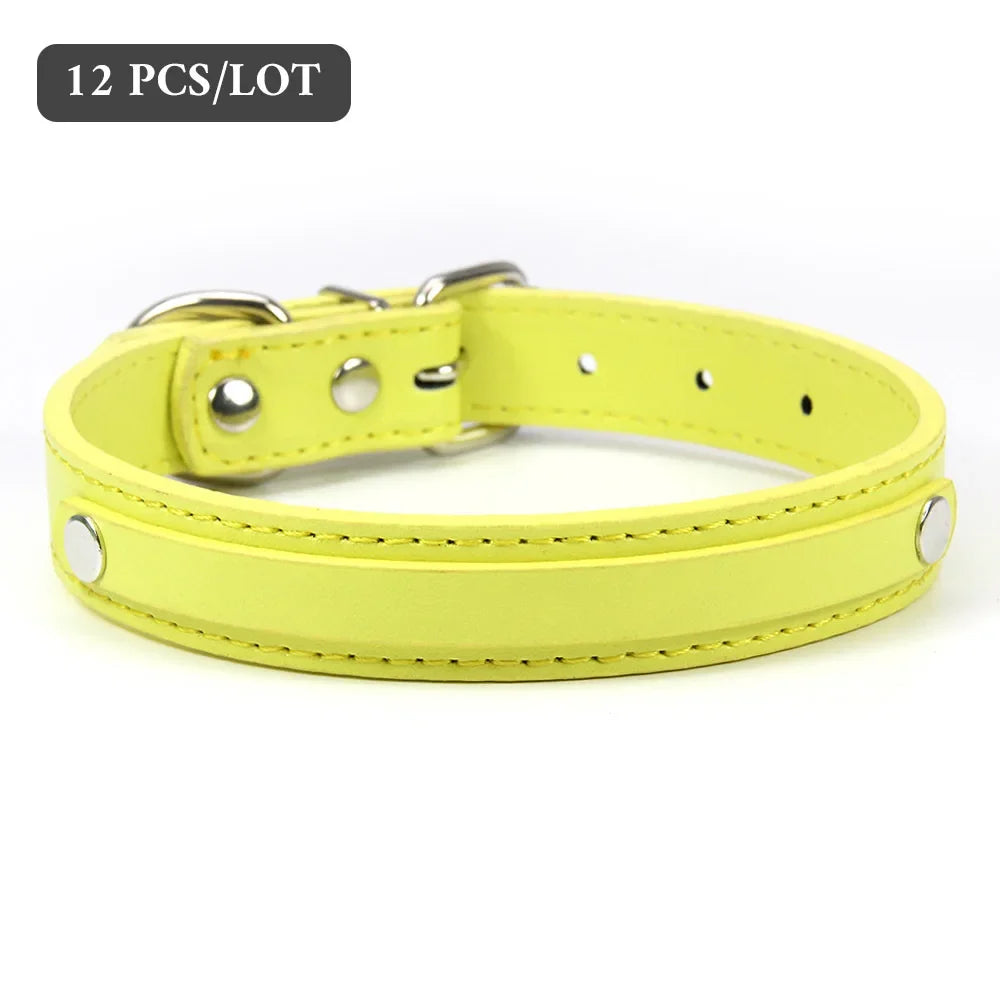 12 PCS Plain PU Leather DIY Name ID Dog - MyPetDollar.com