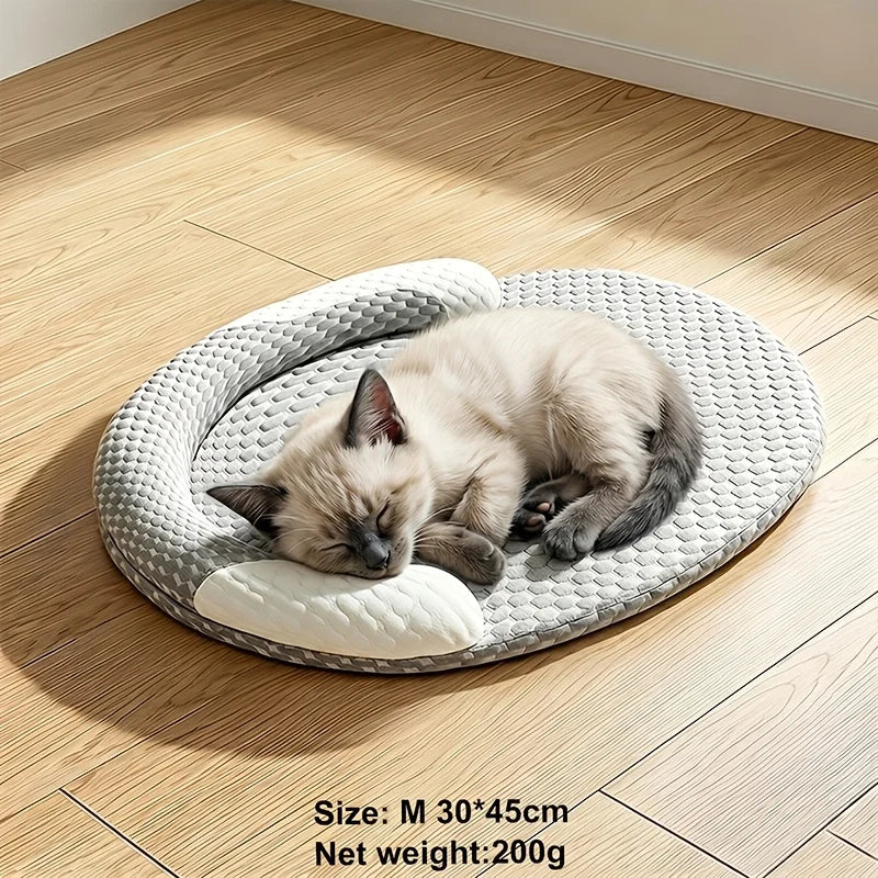 Cooling Dog Bed Summer Ice Silk Cat Pad Oval Pet Nest