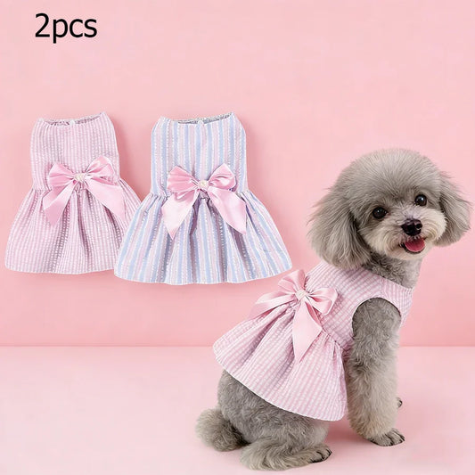 2pcs Pink & Yellow Bow-Knot Skirt For Pets - MyPetDollar.com