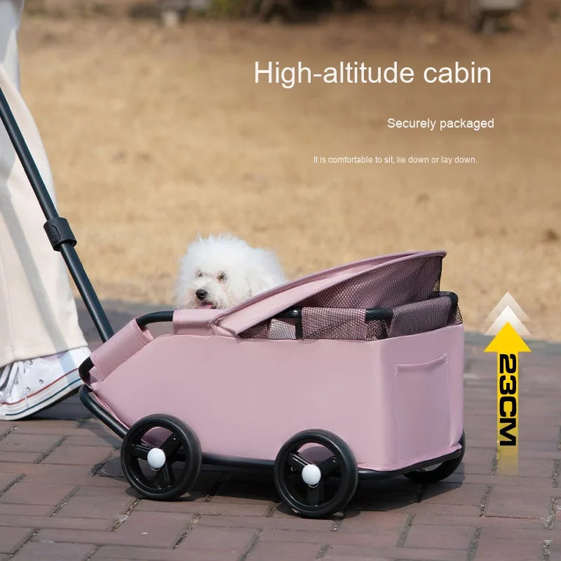 carrinho pet Luxury 4-Wheel Foldable Dog Cat - MyPetDollar.com