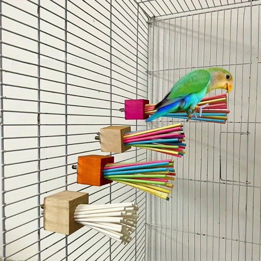 1PC Parrot Wooden Toy Rainbow Paper Stick - MyPetDollar.com
