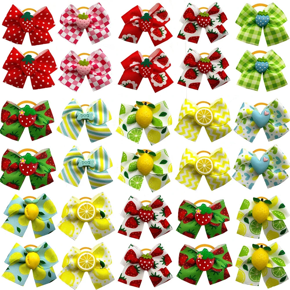 50pcs Small Dog Grooming Bows Strawberry - MyPetDollar.com