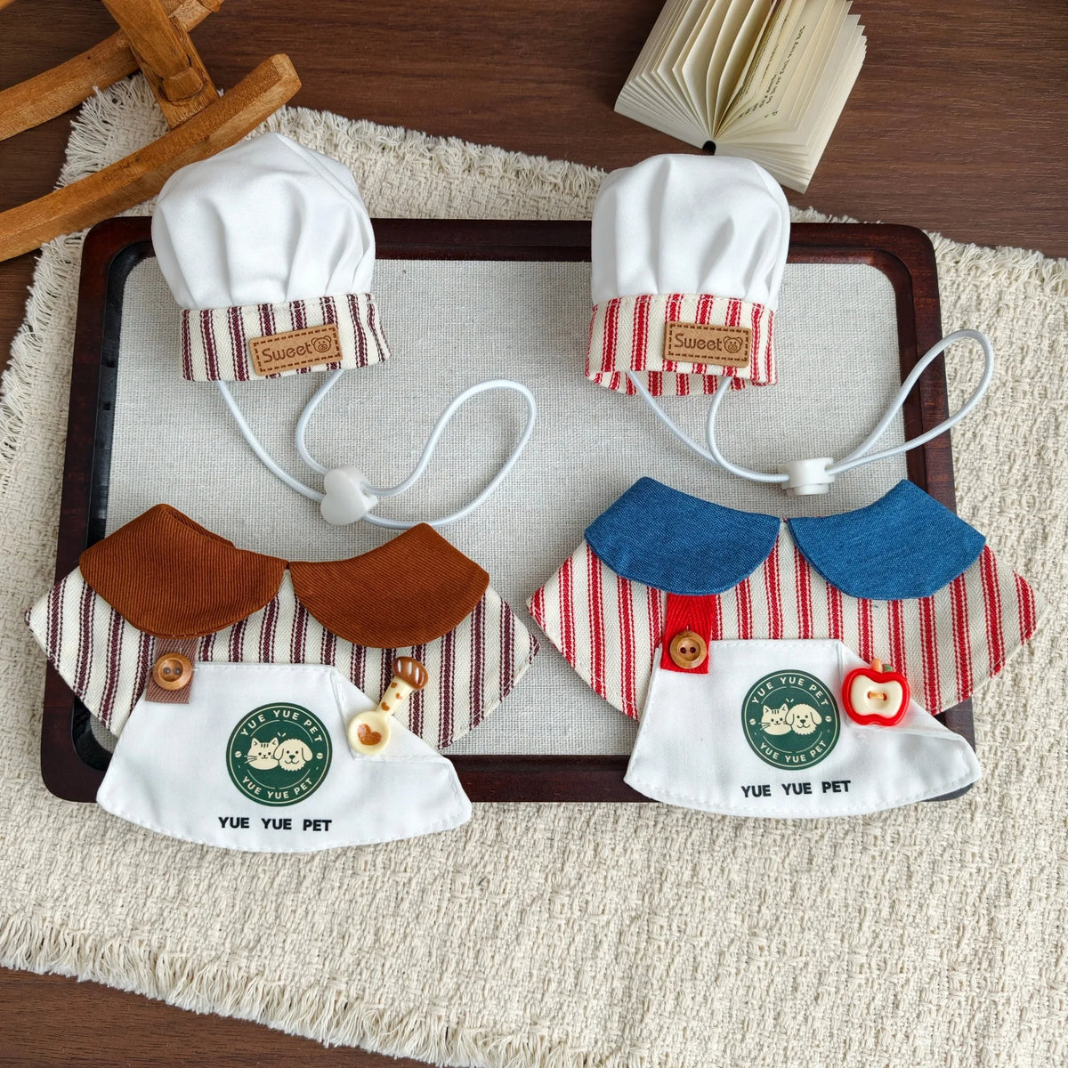 Cute Pet Chef Outfit Set with Hat and Bib Collar – view 4