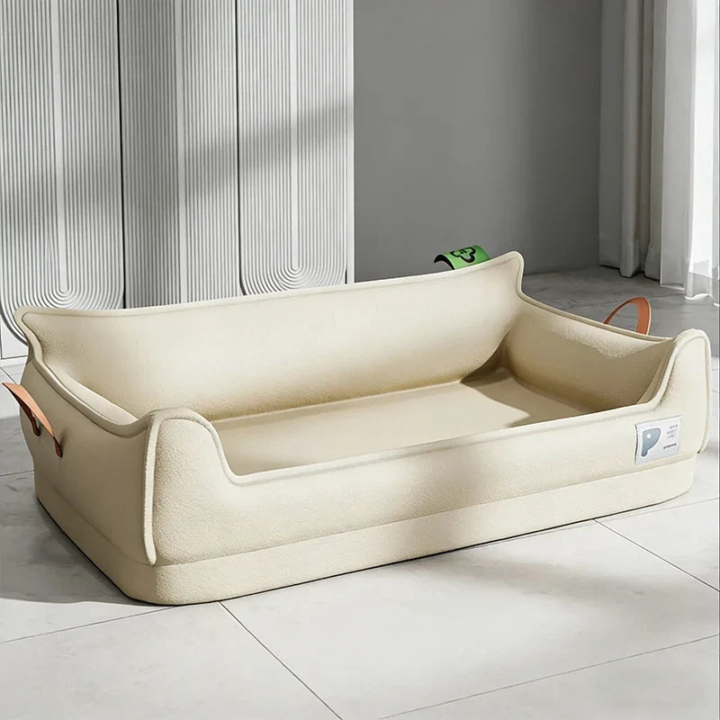 Washable Orthopedic Leather Dog Bed Sofa – Detachable Rectangle Pet