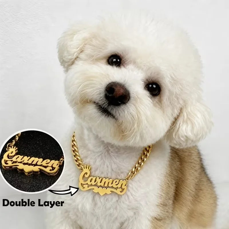 Custom Double Layer Pet Name Necklace 18K - MyPetDollar.com