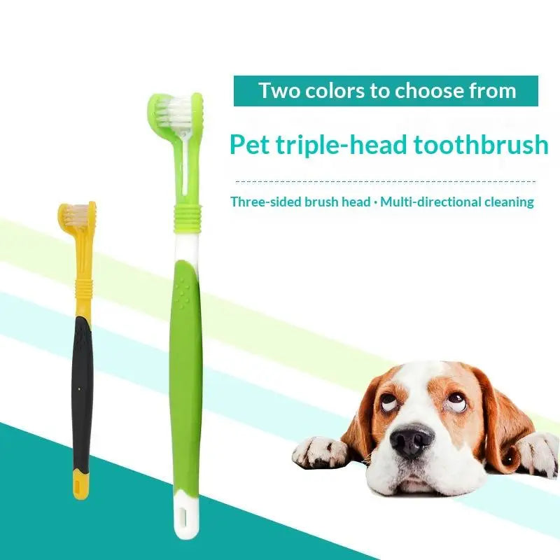 Non Slip Handle 3 Sided Pet Toothbrush with - MyPetDollar.com