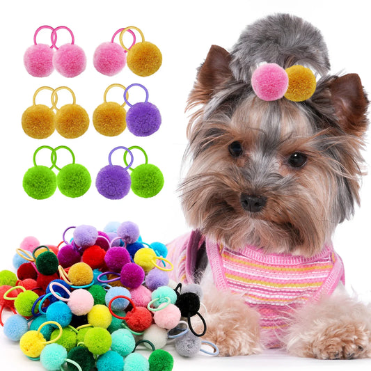 50PCS Dog Bows With Rubber Bands Handmade - MyPetDollar.com