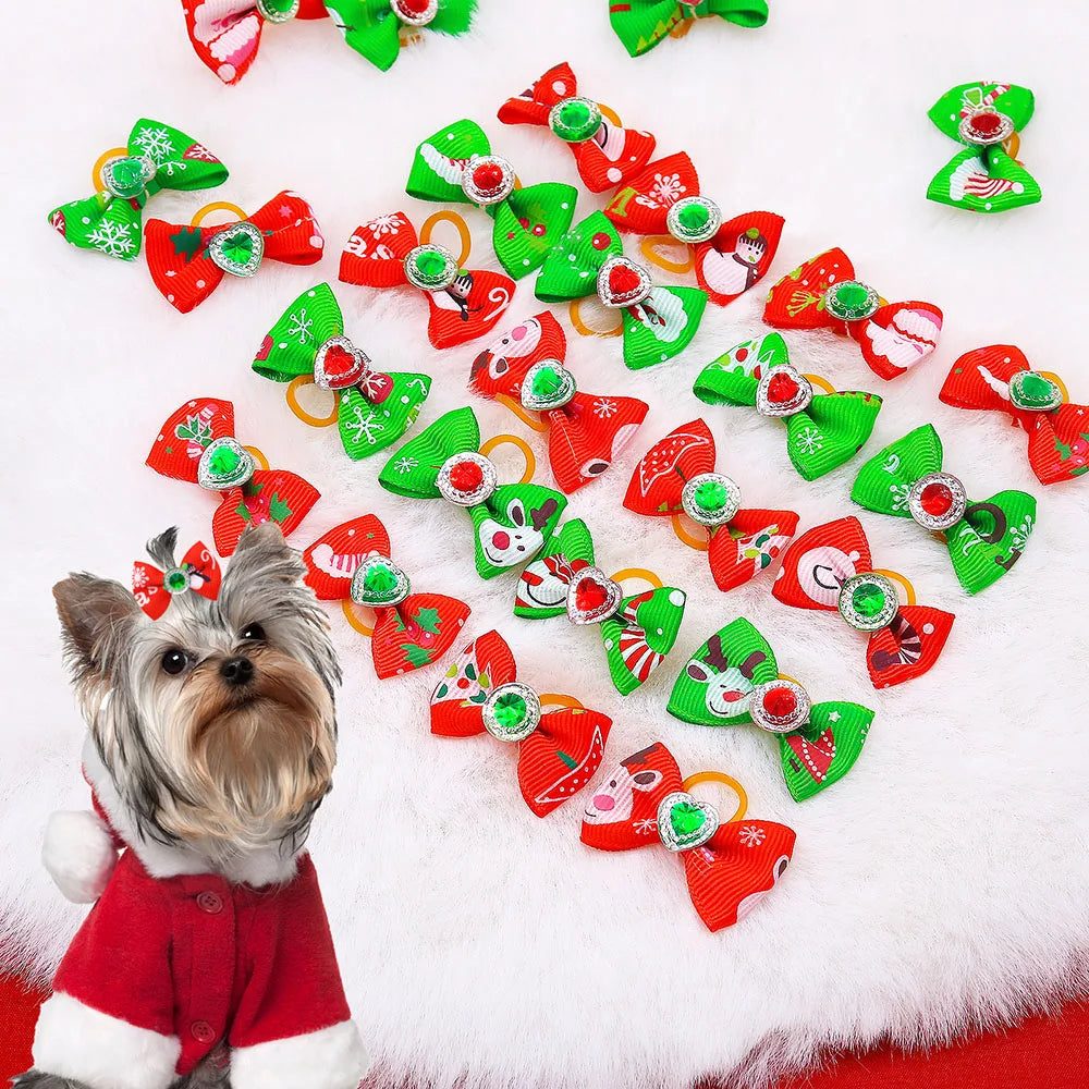 Christmas Dog Bows Handmade Puppy