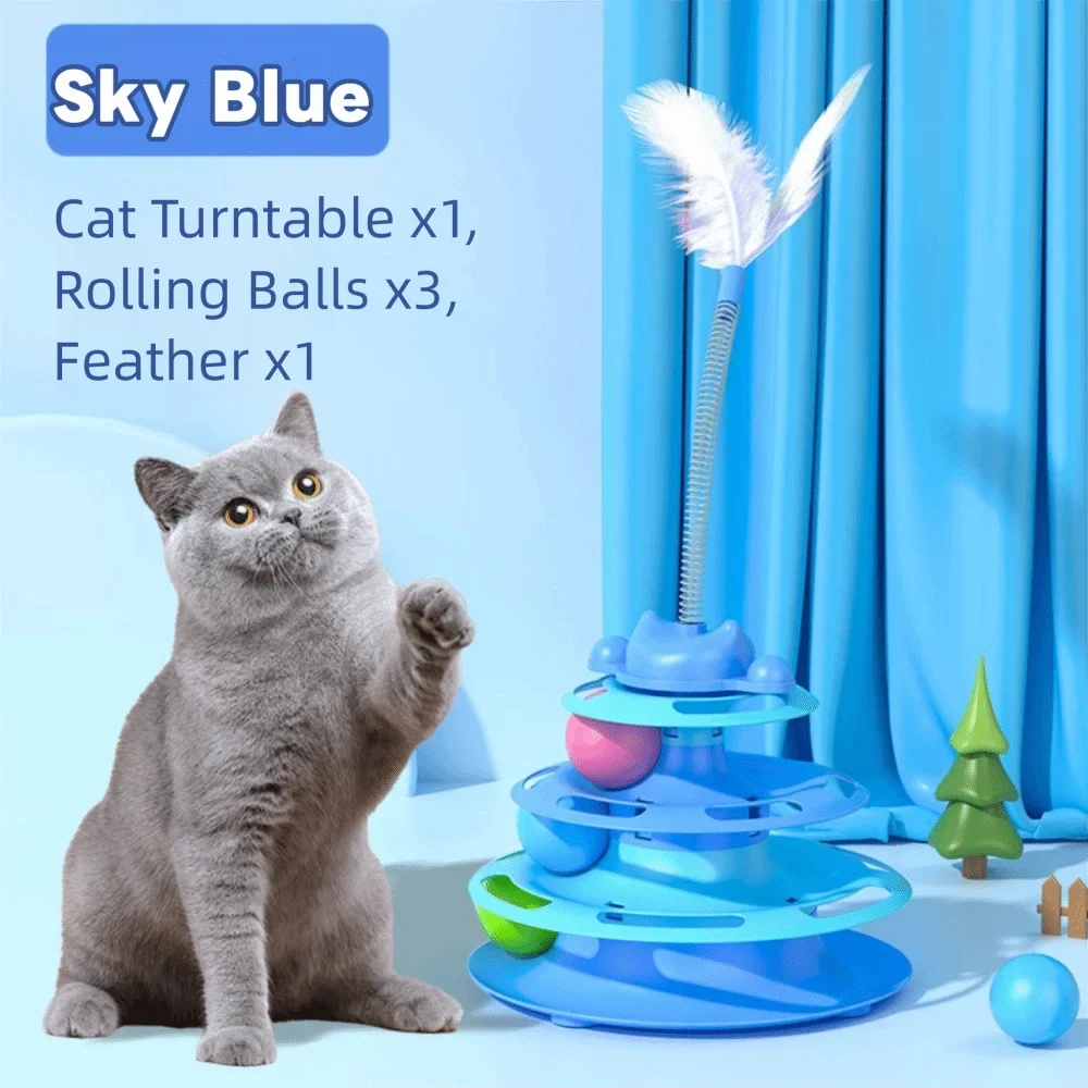 Interactive Fun Puzzle Game 3 Layer Cat Tower Physical Exerciser