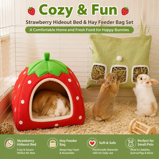 2PCS Rabbit Bed & Hay Feeder Bag Set, - MyPetDollar.com