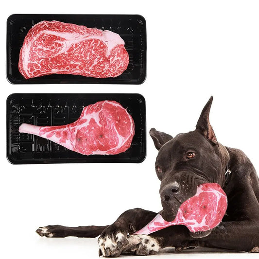 Simulation Squeaky Bone Dog Toys Steak - MyPetDollar.com