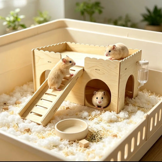 Hamster Cage Solid Wood Two-Tier Cage for - MyPetDollar.com