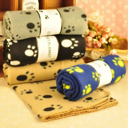 1pc Soft Fleece Paw Print Pet Blanket Warm - MyPetDollar.com