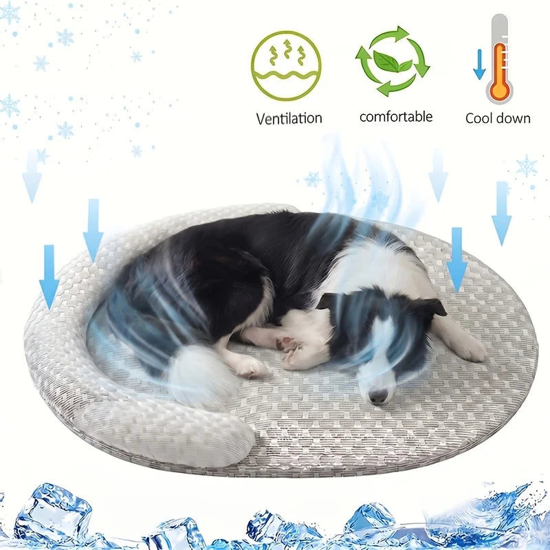 Cooling Dog Bed Summer Ice Silk Cat Mat Oval - MyPetDollar.com