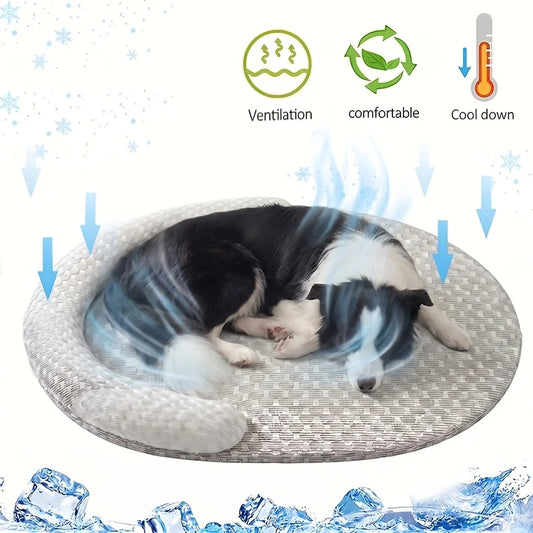 Cooling Dog Bed Summer Ice Silk Cat Mat Oval - MyPetDollar.com