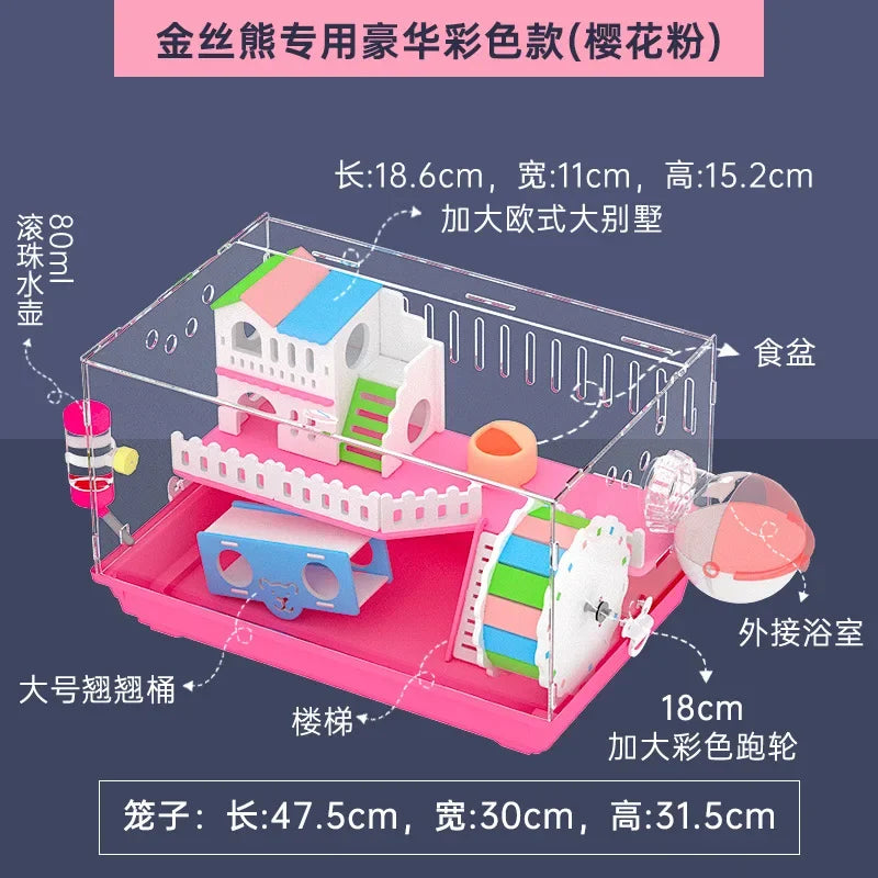 Transparent Acrylic Hamster Enclosure for Small Pets