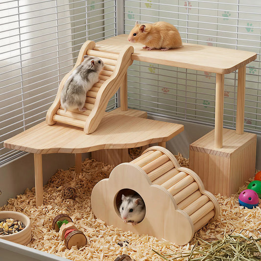 4 Pcs Hamster Platform Ladder Hideout Wood - MyPetDollar.com