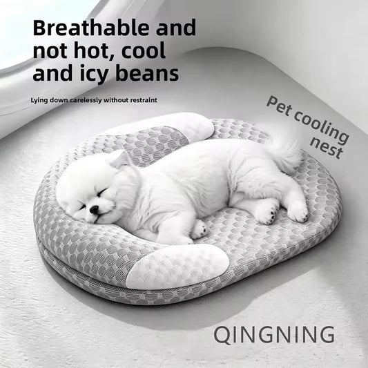Summer Ice Silk Pet Cooling Bed Oval - MyPetDollar.com