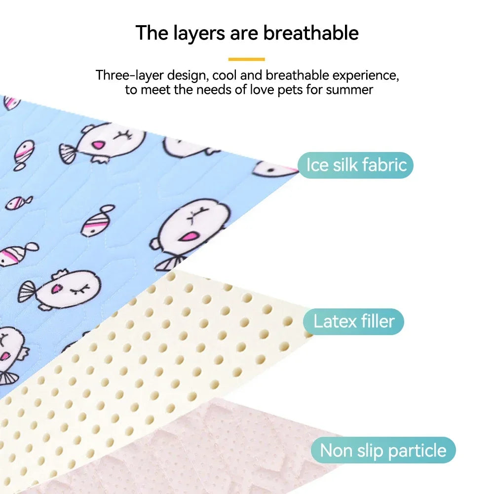 Cat Dog Sleeping Mat Pet Cooling Latex Pad - MyPetDollar.com