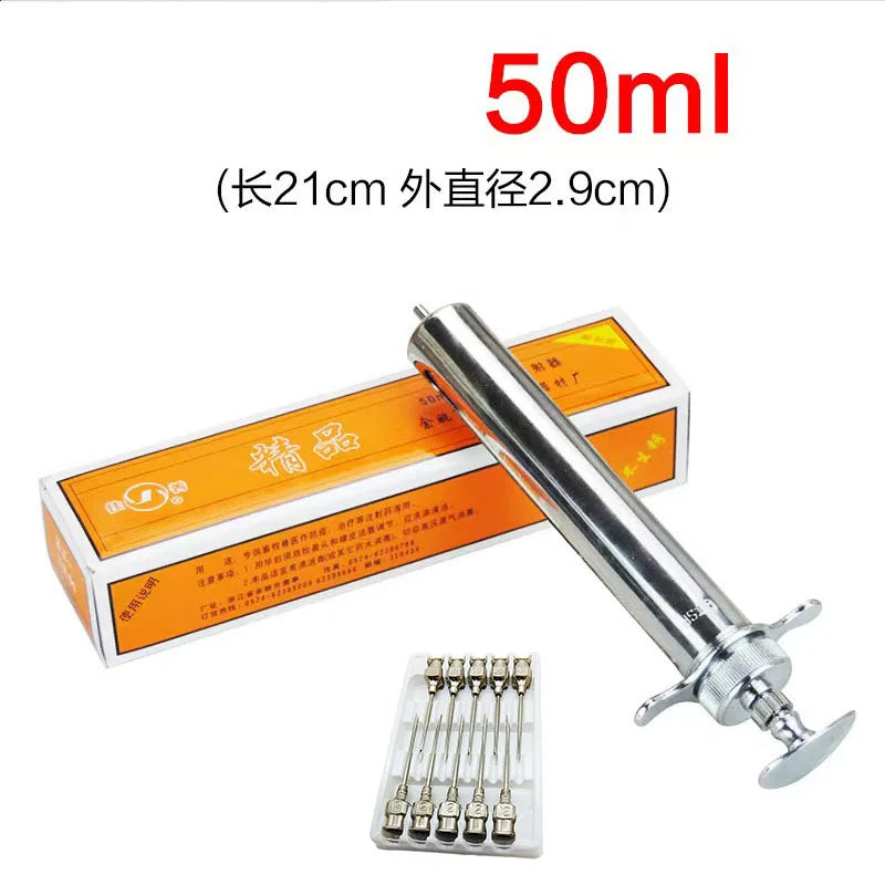 Stainless Steel 10-100ml Veterinary Tool Syringe – 8 Colors