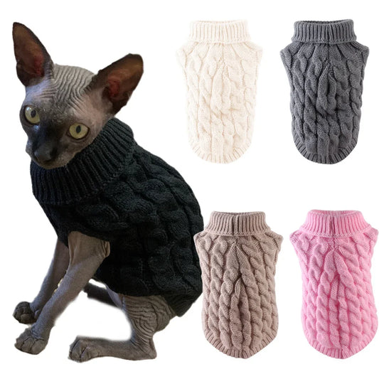 Warm Knitted Sphynx Cat Sweater Winter Pet - MyPetDollar.com
