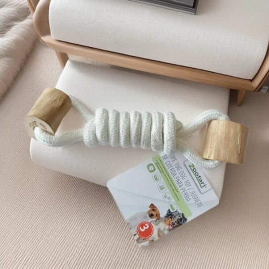 Coffee Wood Chew Toy with Rope Knot: Durable - MyPetDollar.com