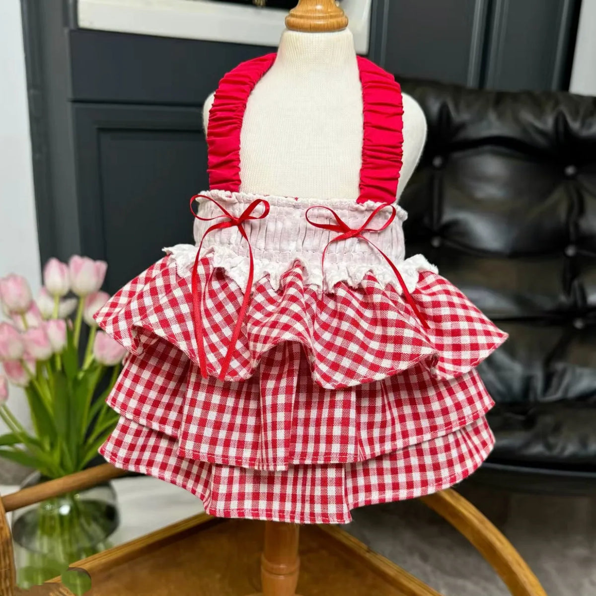 2026 Red Checkered Dog Sling Pet Princess - MyPetDollar.com